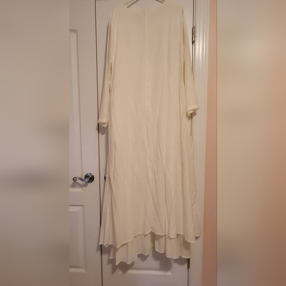 Elegant Cream Long Sleeve Dress - Picture 2 of 6